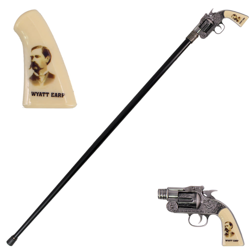 Wyatt Earp Revolver Gun Handle Gentleman's Walking Stick - Tophatter's Army Products & Self Defense Collectible Weapons - Tophatter Daily Deals